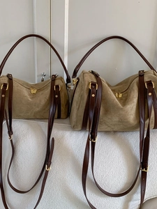 Sac Boston Vintage en Cuir PU Givré pour Femmes Mode Grande Capacité Aspect Daim Sac à Épaule Bandoulière Sac Cabas
