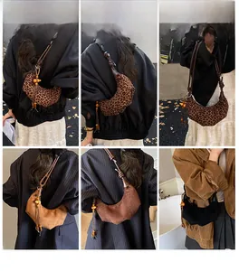 Collage showing stylish leopard and solid crossbody hobo bags with tassel detail