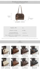 Detailed size specifications for the vintage PU leather shoulder bag with dimensions