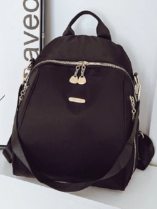 Fashion Oxford Cloth Backpack Lightweight Casual School Bag Large Capacity Travel Daypack With Gold Hardware For Women Men Black