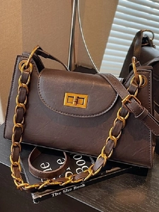 Sac à Épaule en Cuir PU Vintage Pour Femmes Sac à Bandoulière à Fermoir Tourniquet à la Mode Sac Sous le Bras Commuteur