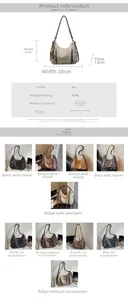 Detailed size chart and multi-color selection for this PU leather versatile tote bag