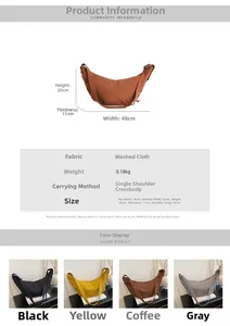 Detailed size chart and multi-color options for the large vintage crescent dumpling bag