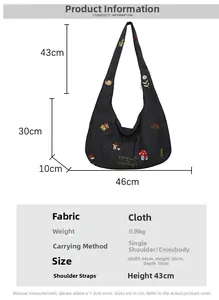 Spécifications de taille et tableau des paramètres du grand sac bandoulière en toile
