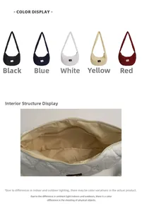 Internal detail of quilted hobo bag showing large capacity and multiple color options