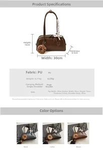 Detailed size specifications for a retro shoulder bag with a cute donut charm
