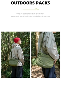 Détail du sac à bandoulière vert olive résistant à l'eau avec texture indéchirable