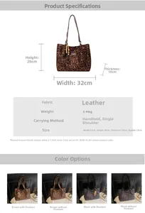 Detailed size specifications of large leopard print faux suede tote bag with dimensions