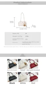 Detailed size chart for minimalist PU crossbody bag with quilted texture and measurements
