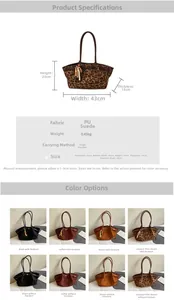 Detaillierte Größenangaben und Farbauswahl für die Shopper-Tasche aus Wildlederimitat