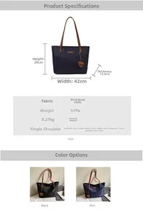 Guida alle dimensioni della borsa tote grande in nylon con altezza e larghezza