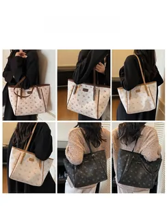 Mode-Shopper-Tasche mit Hirschkopf-Print und hochwertigen Leder-Schultergurten
