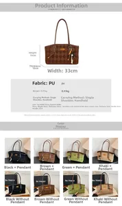 Detailed size specifications and color options for the vintage quilted faux suede tote bag