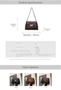 Détail montrant les dimensions et spécifications du sac cabas matelassé à papillon