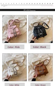 Mini chain backpack in four colors with pebbled leather and silver twist lock detail