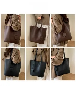 Detail shots of large lychee texture tote bags in dark brown and black colors