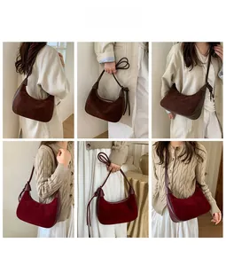 Detailed views of the retro hobo bag showing crossbody and shoulder strap styling options