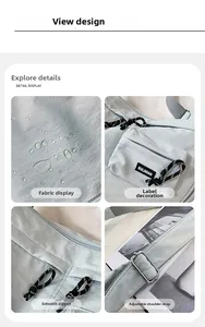 Détails du tissu en nylon bleu clair imperméable et de la bandoulière réglable