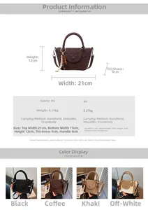 Detailed size guide and specification chart for the stylish PU leather crossbody handbag