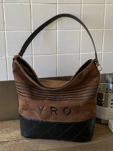 Women Large Capacity PU Leather Spliced Shoulder Bag Retro Quilted Bucket Tote Bag Suede-Look Splicing Messenger Bag For Travel Daily