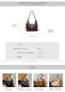 Detailed size chart and multi-color options for the vintage faux leather tote bag