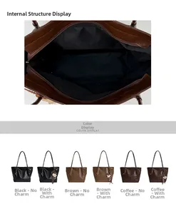 Détails de l'intérieur du grand sac fourre-tout et sélection de couleurs avec ours