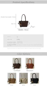 Detailed size specifications and available color variants of the quilted bucket bag