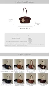 Tableau des tailles et spécifications multicolores du sac cabas en similicuir PU