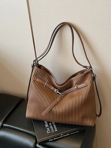 Women Vintage Pleated PU Leather Backpack Large Capacity Tote Bag Casual Commute Shoulder Bag With Adjustable Straps