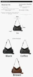 Spécifications de taille détaillées et trois options de couleur pour le grand sac fourre-tout