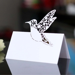 Elegant Laser Cut Hummingbird Place Cards For Wedding Banquet Party Table Decoration Pearlescent Paper Folded Name Cards