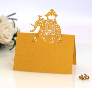 Elephant Laser Cut Hollow Wedding Place Cards Name Seat Table Cards Pearlescent Paper For Party Banquet Decor