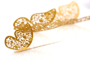 3D hollow laser-cut metallic gold butterfly wall stickers for wedding party decor