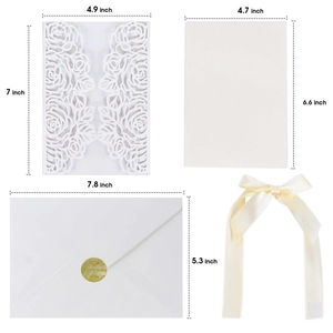European laser cut rose lace wedding invitation set with envelopes and seals