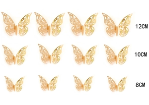 Detailed size guide for 3D hollow butterfly wall stickers in 12cm, 10cm, and 8cm sizes