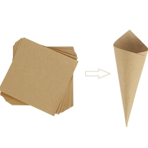 DIY brown kraft paper confetti cone for weddings and parties in square shape