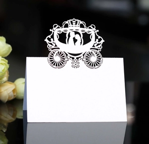Laser Cut Carriage Wedding Place Cards Pearlescent Paper Table Name Cards Hollow Design Elegant Banquet Table Decor