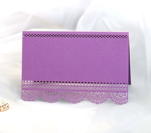 Elegant purple lace laser cut place cards for wedding seat and table decorations