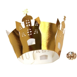 Enveloppe de cupcake château dorée découpée au laser pour décoration de gâteau Halloween
