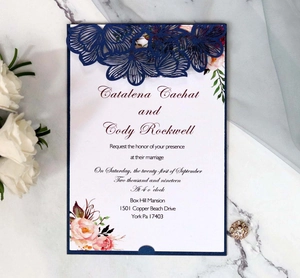 Luxury Laser Cut Wedding Invitation Cards Pearlescent Paper Rose Hollow Greeting Cards For Engagement Marriage Business Events Stationery