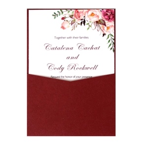 Elegant Wedding Invitations Pearlescent Paper Watercolor Floral Pocket Cards Envelopes For Bridal Shower Engagement