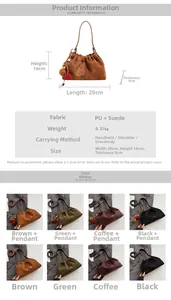 Spécifications de taille et tableau des matières pour le sac nuage vintage en daim