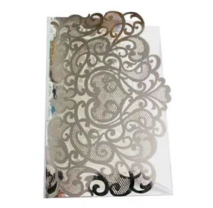 Detailed laser-cut European lace floral pattern with heart on pearlescent paper card