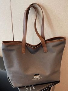 Large Capacity Canvas Tote Bag For Women Embroidered Cartoon Pattern Korean Style Travel Shoulder Bag Shopping Bag