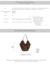 Spécifications de taille pour sac cabas léopard avec dimensions de la pochette