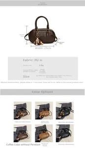 Spécifications détaillées des dimensions pour ce sac bandoulière vintage en cuir PU