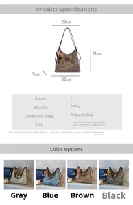 Tableau des dimensions détaillées et caractéristiques de ce sac fourre-tout en PU