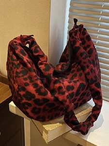 Women Large Capacity Leopard Print Canvas Tote Bag Vintage Casual Hobo Shoulder Bag With Ruched Strap Fashion Daily Zipper Travel Bag
