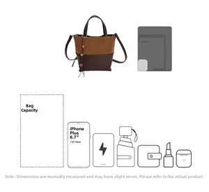 Detail showing high capacity of vintage bucket bag holding phone and accessories