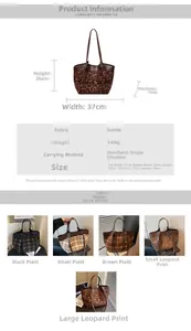 Detailed dimension guide showing the large matte suede tote bag with size specifications